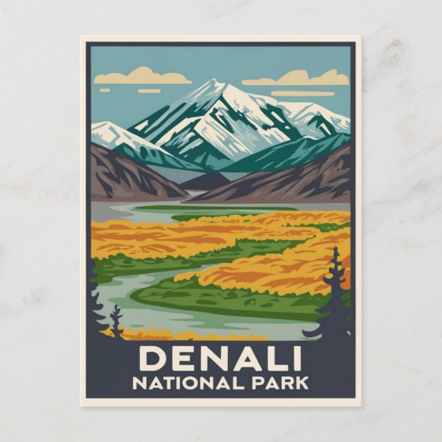 Postal Parque nacional Denali Monte Alaska (Anverso)