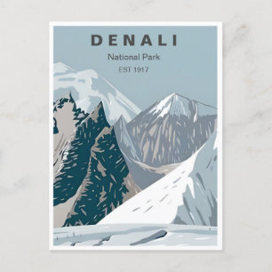 Postal Parque nacional Denali Vintage Monte Hunter