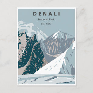 Postal Parque nacional Denali Vintage Monte Hunter