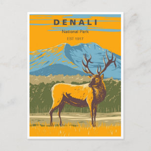 Postal Parque nacional Denali Vintage Monte Hunter