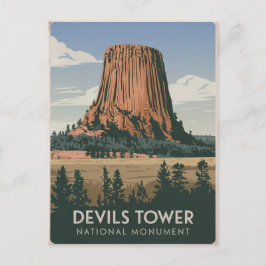 Postal Parque nacional Devils Tower Vintage