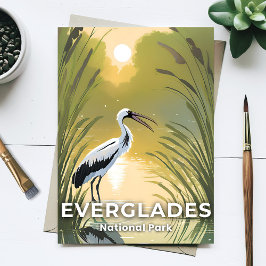 Postal Parque Nacional Everglades | Cigüeña Acuarela