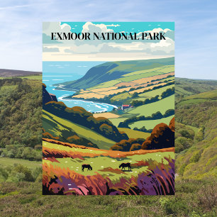 Postal Parque Nacional Exmoor, Inglaterra Viaje Vintage
