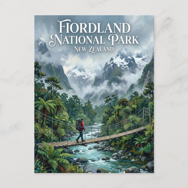 Postal Parque Nacional Fiordland Nueva Zelanda (Anverso)