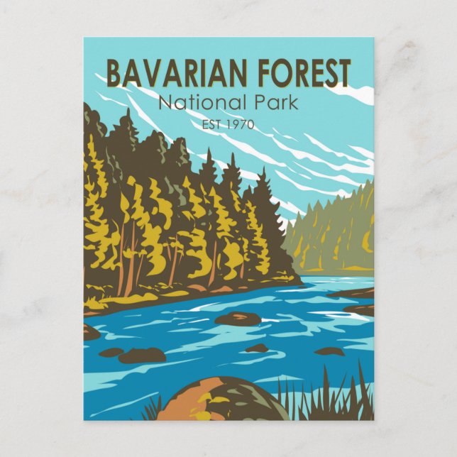 Postal Parque nacional forestal bávaro Alemania Vintage (Anverso)