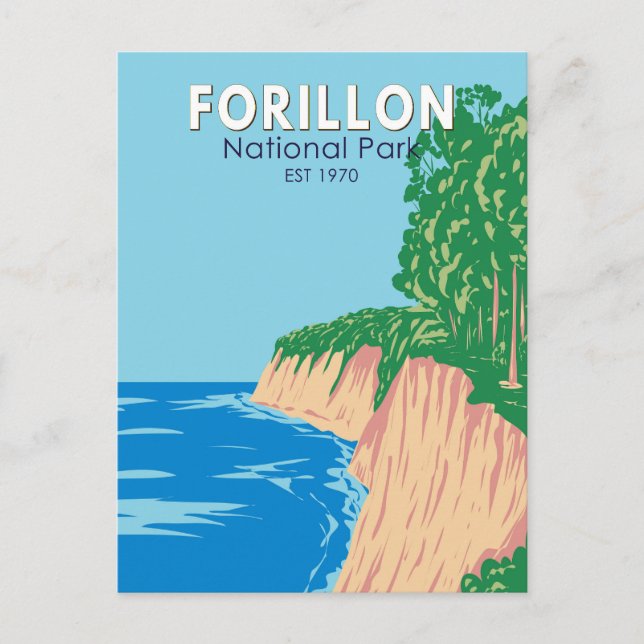 Postal Parque nacional Forillon Arte de época de Canadá (Anverso)