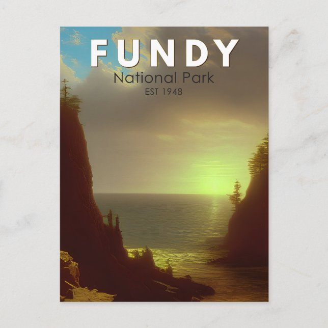 Postal Parque nacional Fundy Arte de época de Canadá (Anverso)