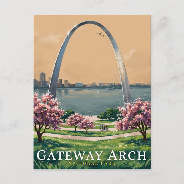 Postal Parque Nacional Gateway Arch Escénico (Anverso)