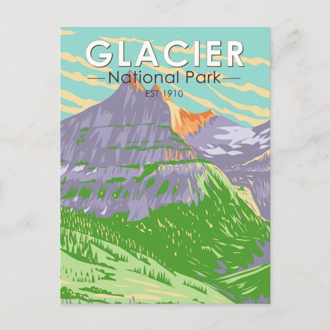 Postal Parque Nacional Glaciar En Primavera Montana Vinta (Anverso)