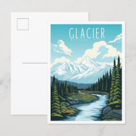 Postal Parque nacional Glaciar Montana USA Travel