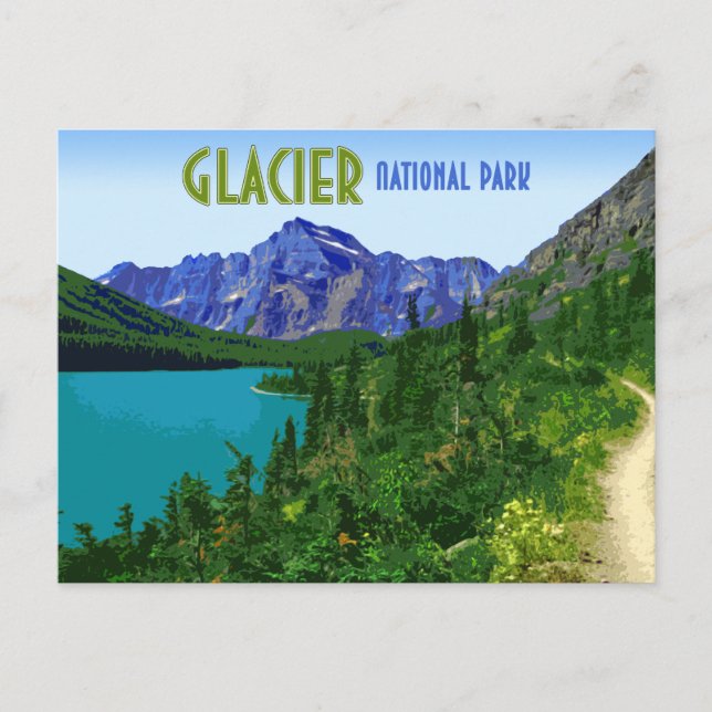 Postal Parque nacional Glaciar Montana Vintage (Anverso)