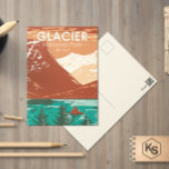 Postal Parque nacional Glaciar Montana Vintage<br><div class="desc">Obra vectorial de Glacier Park en un diseño de estilo de ventana. El parque es una zona salvaje en las Montañas Rocosas de Montana,  con picos y valles tallados en glaciares que corren hasta la frontera canadiense.</div>