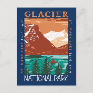Postal Parque nacional Glaciar Montana Vintage con proble