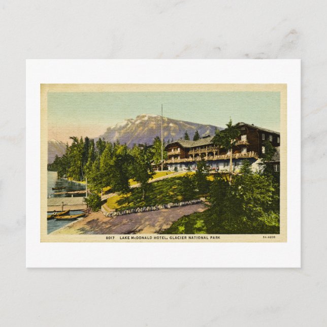 Postal Parque nacional Glacier Lake McDonald Lodge (Anverso)