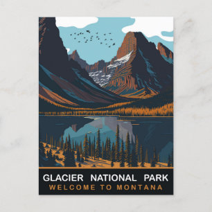 Postal Parque nacional Glacier, MT, Viajes de época