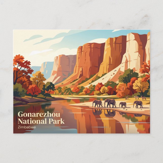 Postal Parque Nacional Gonarezhou Zimbabue (Anverso)