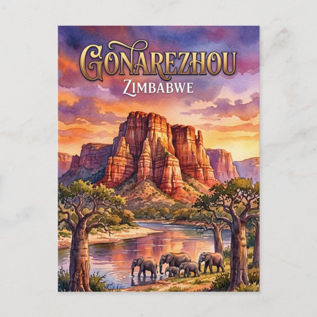 Postal Parque Nacional Gonarezhou Zimbabue (Anverso)