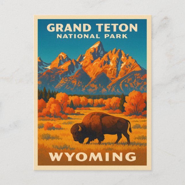 Postal Parque nacional Gran Teton Retro Vintage (Anverso)