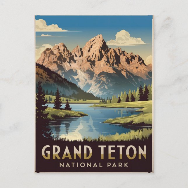Postal Parque nacional Gran Teton Vintage (Anverso)