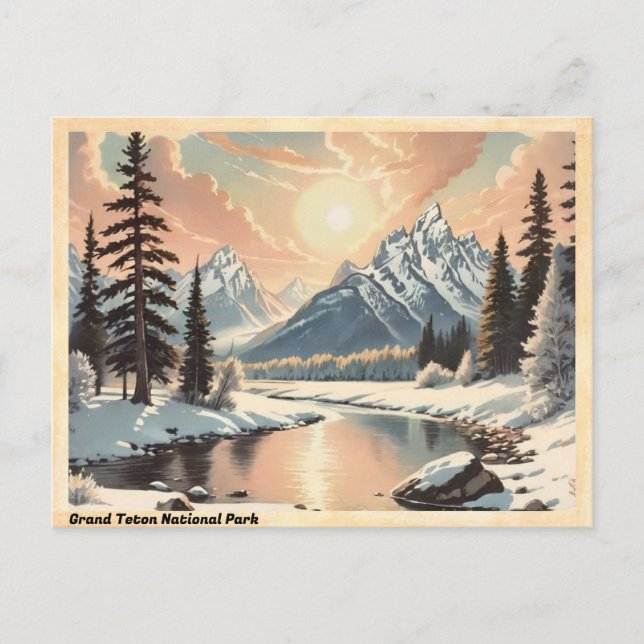 Postal Parque nacional Gran Teton Vintage (Anverso)