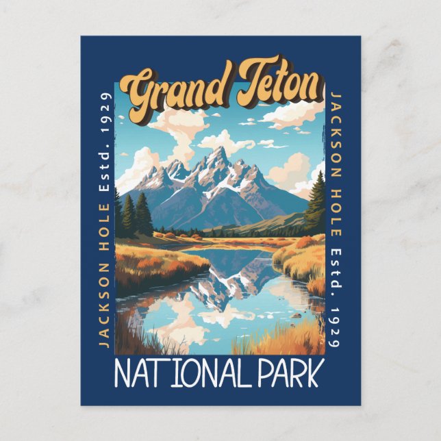 Postal Parque Nacional Grand Teton Jackson Hole Acongojad (Anverso)