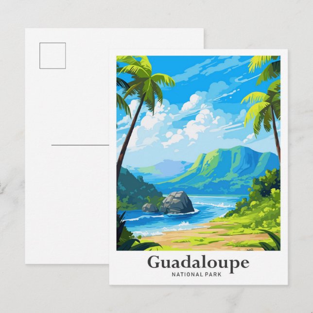 Postal Parque nacional Guadaloupe Ilustracion de viajes (Anverso / Reverso)