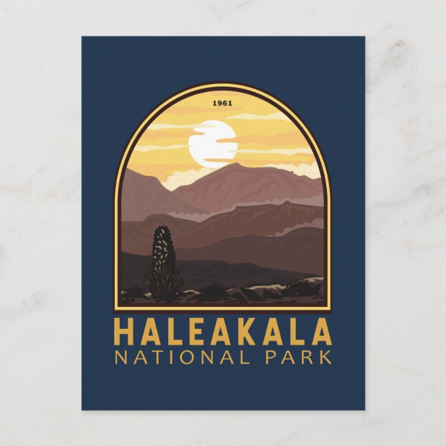 Postal Parque nacional Haleakala Emblema de vintage (Anverso)