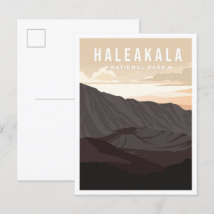Postal Parque nacional Haleakala Ilustracion de viajes Ha
