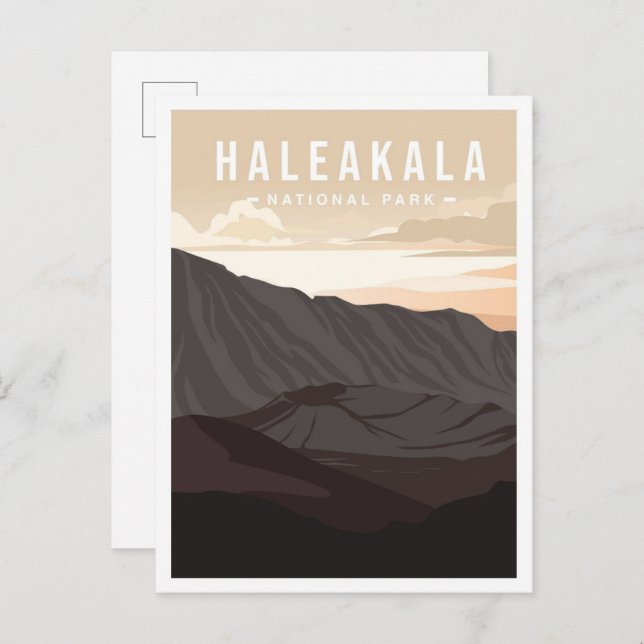 Postal Parque nacional Haleakala Ilustracion de viajes Ha (Anverso / Reverso)