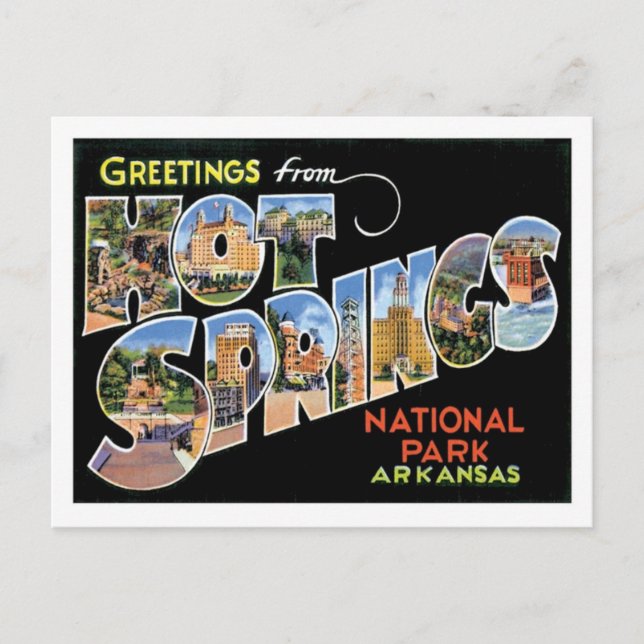 Postal Parque nacional Hot Springs Arkansas Viajes Ciudad (Anverso)