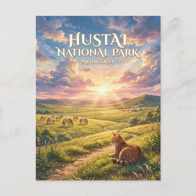 Postal Parque Nacional Hustai (Caballos Takhi) Mongolia (Anverso)