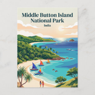 Postal Parque Nacional Isla Middle Button India