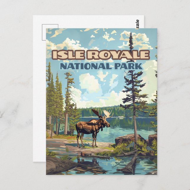 Postal Parque nacional Isle Royale Lago Michigan (Anverso / Reverso)