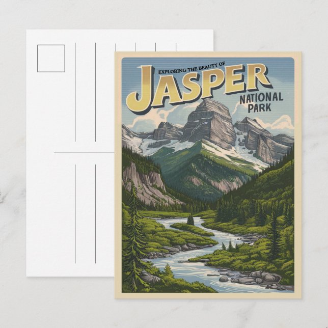 Postal Parque nacional Jasper Alberta Canadá regalos vint (Anverso / Reverso)