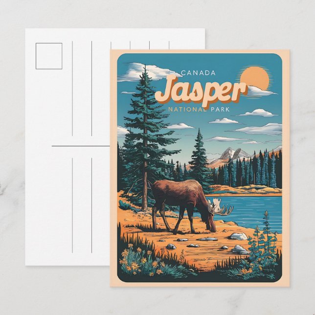 Postal Parque nacional Jasper Alberta Canadá regalos vint (Anverso / Reverso)