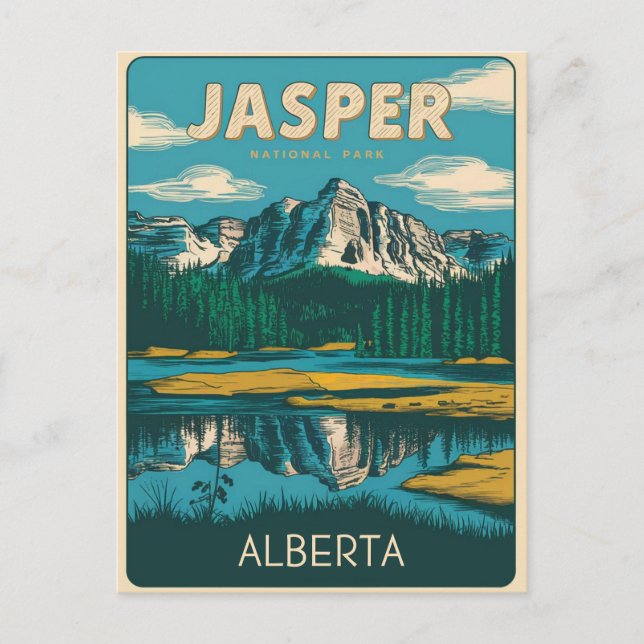 Postal Parque nacional Jasper Alberta Canadá regalos vint (Anverso)