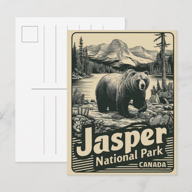 Postal Parque nacional Jasper Alberta Canadá regalos vint (Anverso / Reverso)