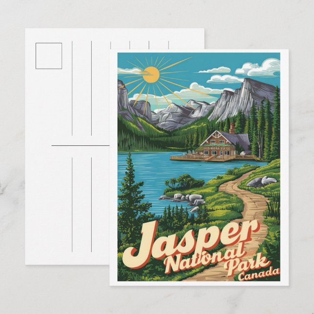 Postal Parque nacional Jasper Alberta Canadá regalos vint (Anverso / Reverso)