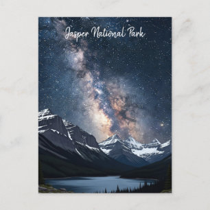 Postal Parque nacional Jasper Canadá de noche