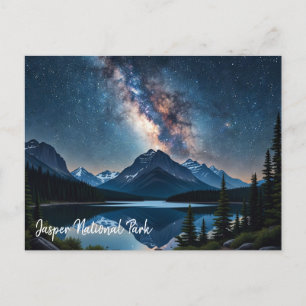 Postal Parque nacional Jasper Canadá de noche