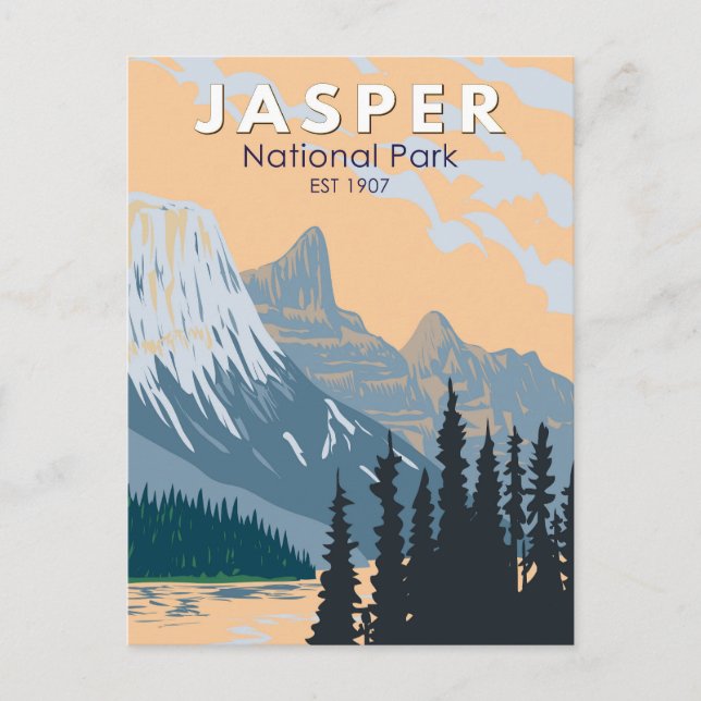 Postal Parque nacional Jasper Canadá Viaje de arte (Anverso)