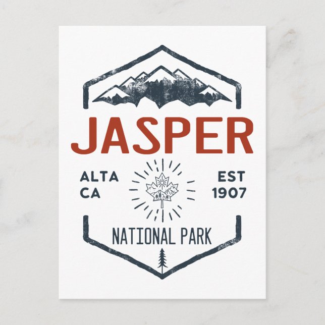 Postal Parque nacional Jasper Canadá Vintage con problema (Anverso)