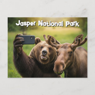 Postal Parque nacional Jasper Oso Moose Selfie Canadá