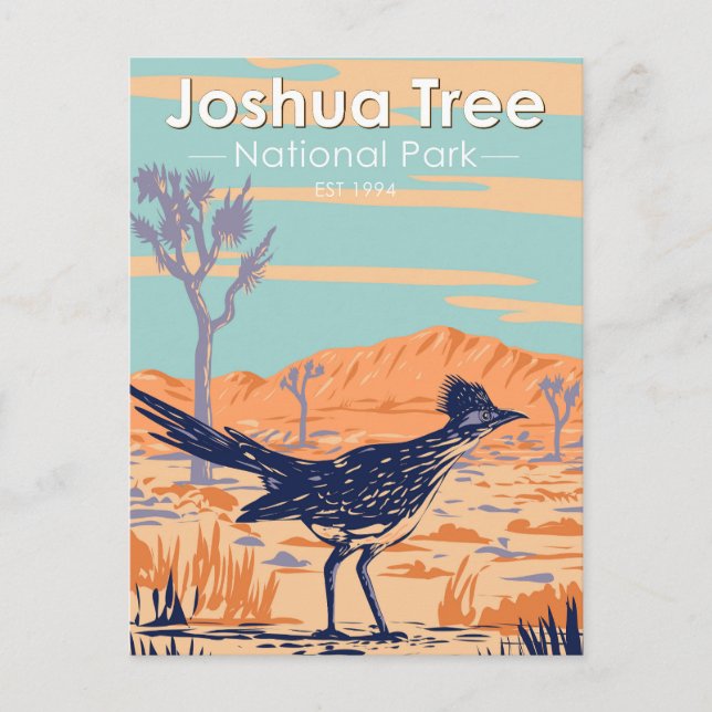 Postal Parque Nacional Joshua Tree Roadrunner Vintage (Anverso)