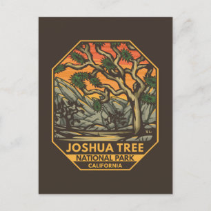 Postal Parque nacional Joshua Tree Sunset Retro Emblem