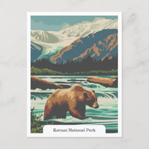 Postal Parque nacional Katmai, Alaska, Estados Unidos