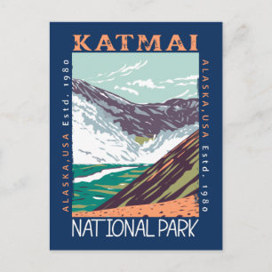 Postal Parque Nacional Katmai Alaska Vintage Angustiado