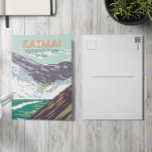 Postal Parque nacional Katmai Diez mil humos cosechados<br><div class="desc">Diseño de ilustraciones vectoriales de Katmai. El Valle de los Diez Mil Humos es un área de flujos de lava y ceniza formada por una erupción volcánica masiva</div>