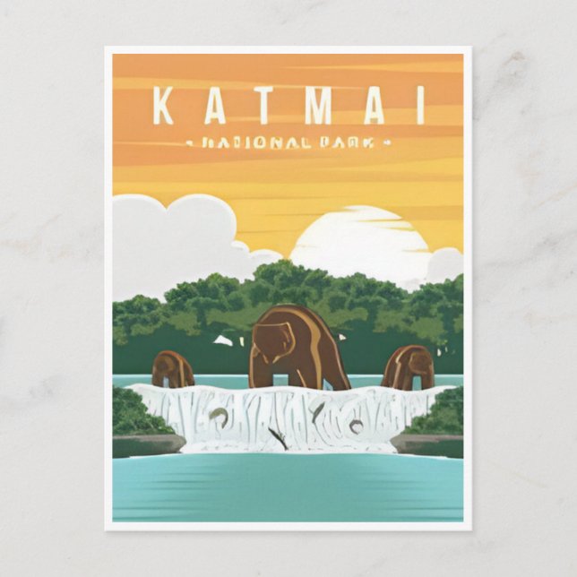 Postal Parque nacional Katmai Osos pardos de la época de  (Anverso)