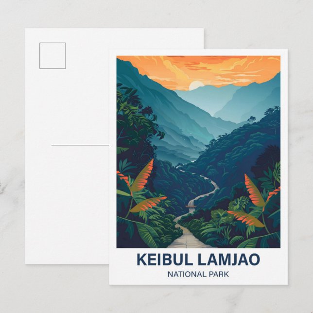 Postal Parque nacional Keibul Lamjao (Anverso / Reverso)